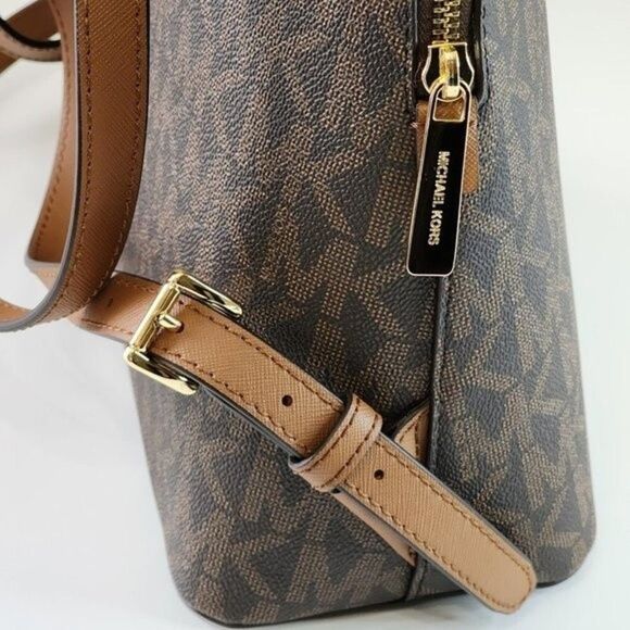 NEW! MICHAEL KORS Cindy MK Signature Brown LG Backpack Bag Gold Logo - Picture 8 of 14